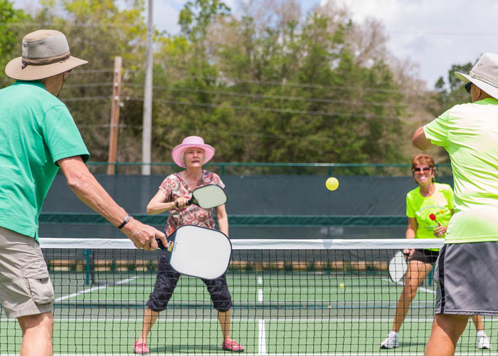 playing pickelball